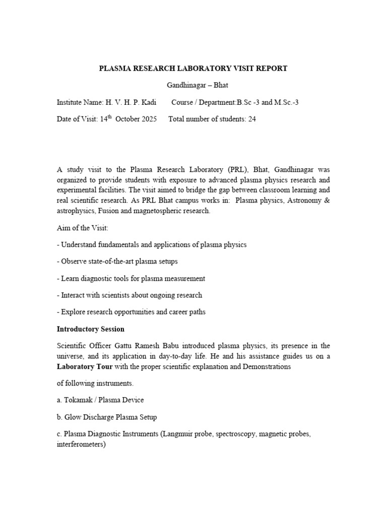 PRL Visit Report | PDF