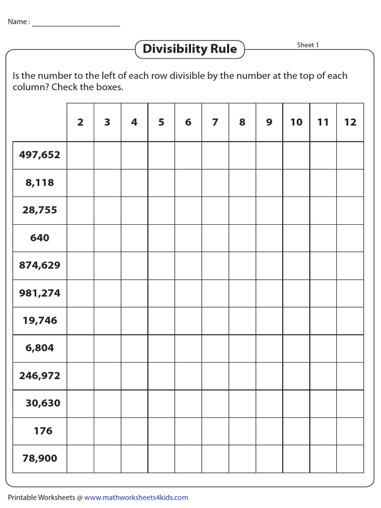Divisibility Activity 1 - Removed | PDF