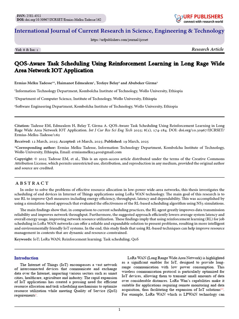 QOS-Aware Task Scheduling Using Reinforcement Learning in Long Rage ...