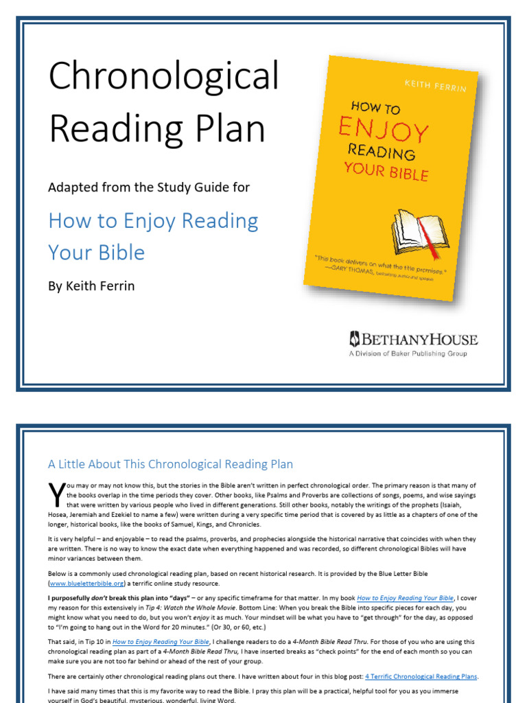 Bible Chronological Reading Plan | PDF | Gospel Of Mark | Bible