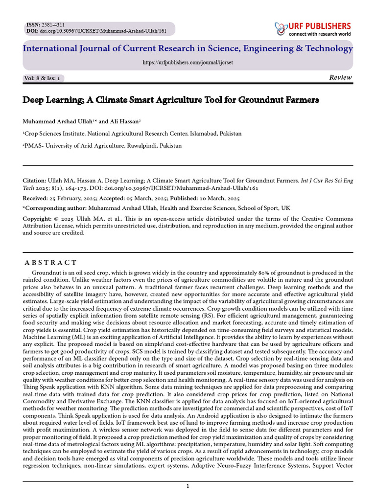 Deep Learning A Climate Smart Agriculture Tool For Groundnut Farmers ...