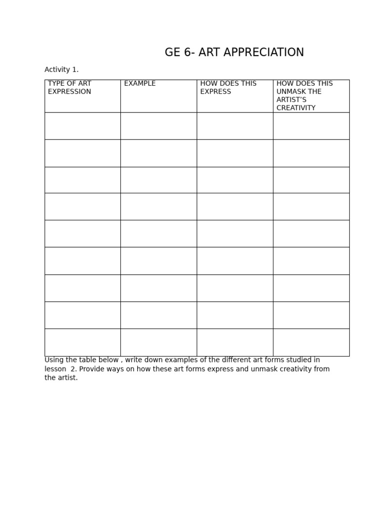 Ge 6 Activity 1 Lesson 2 | PDF