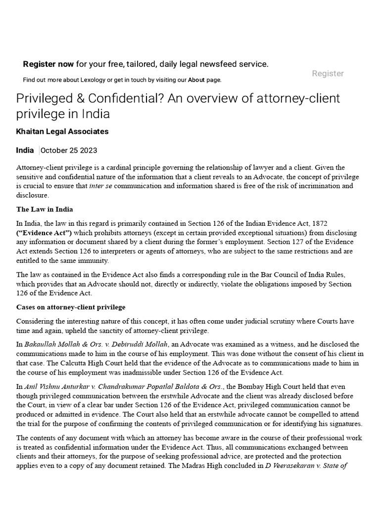 Privileged & Confidential - An Overview of Attorney-Client Privilege in ...