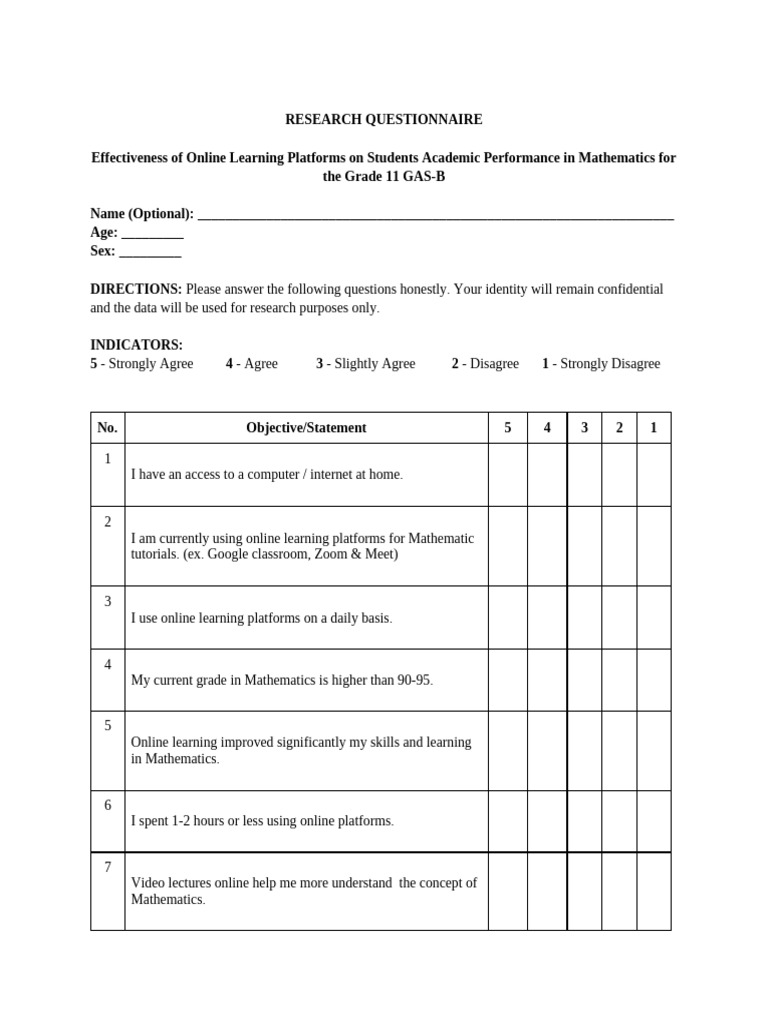 Quanti Questionnaire | PDF