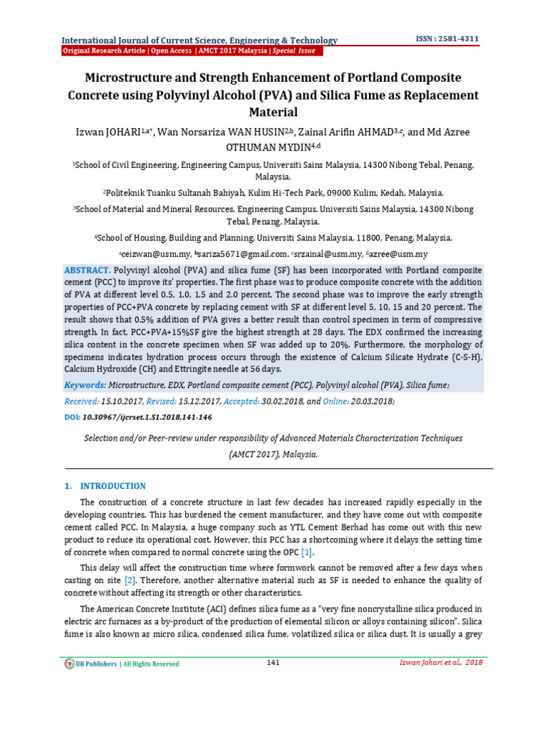 Microstructure and Strength Enhancement of Portland Composite Concrete ...