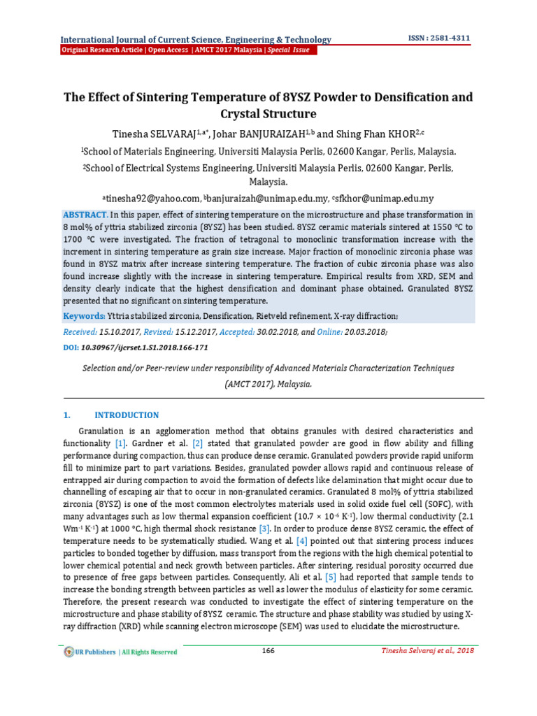 The Effect of Sintering Temperature of 8YSZ Powder To Densification and ...