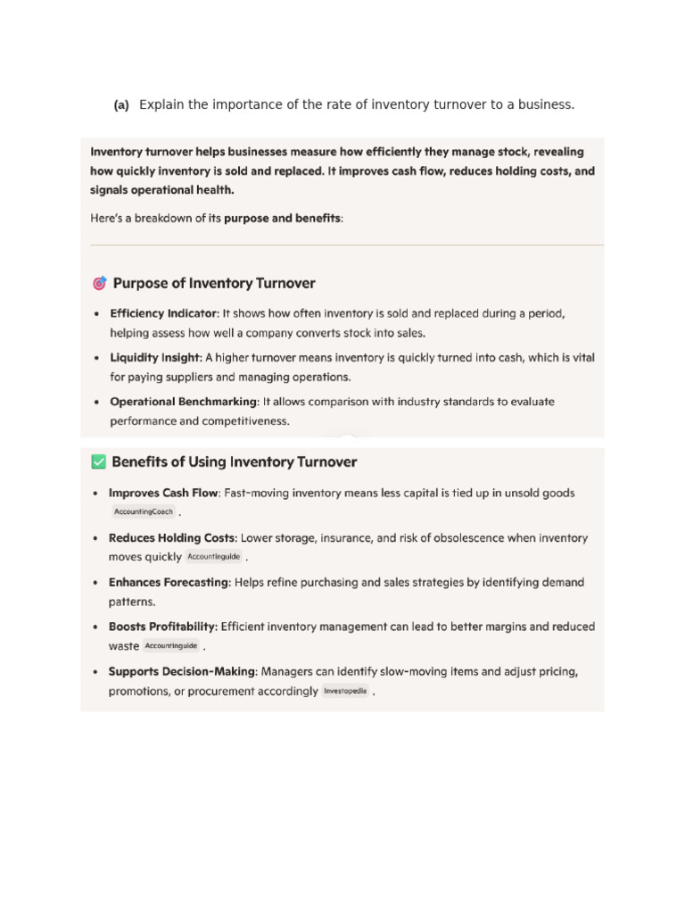 Inventory Turnover | PDF