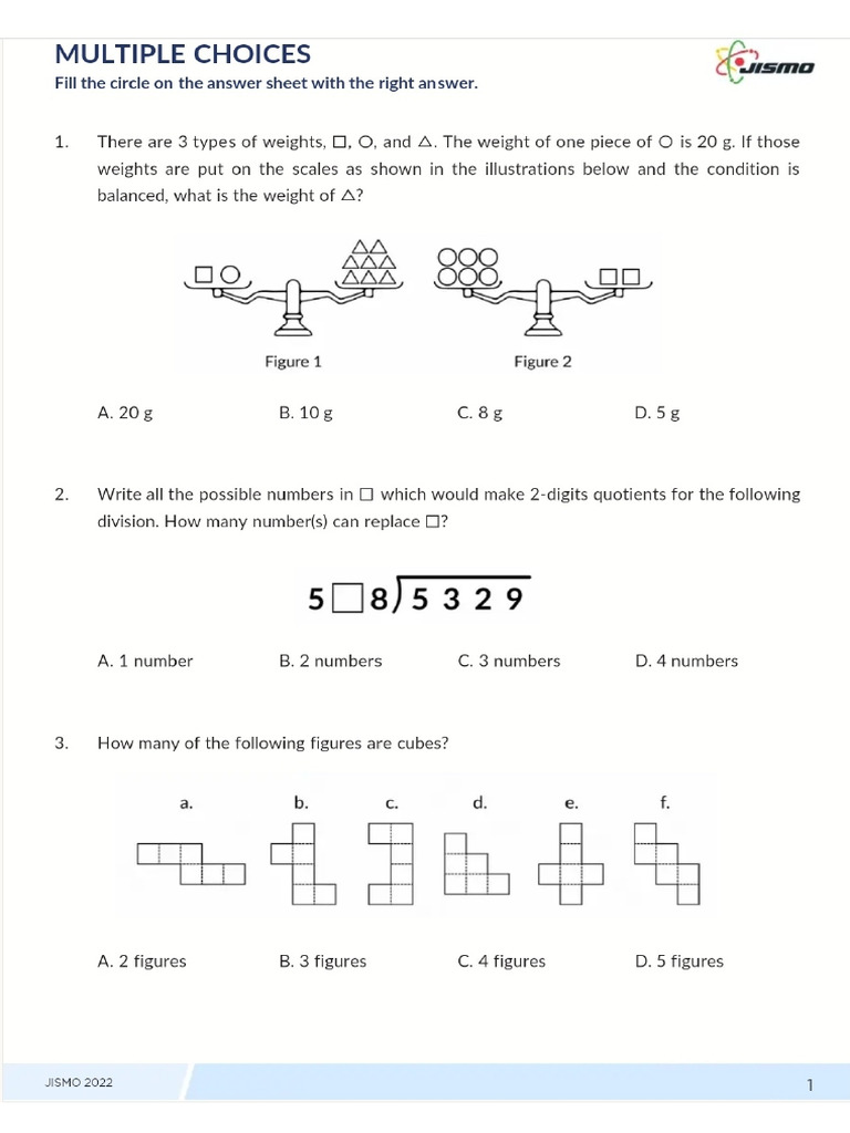 Jismo Math 2022 | PDF