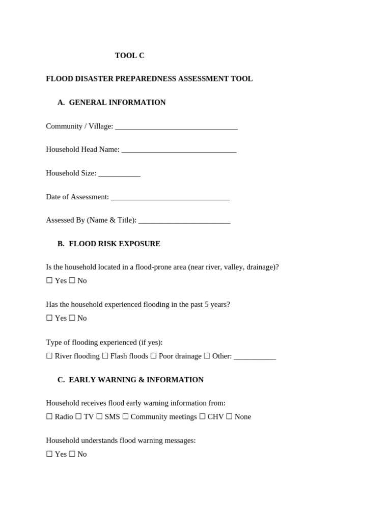 Flood Disaster Preparedness Assessment Tool | PDF | Emergency ...