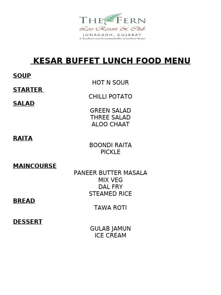 Pack Lunch Food Menu | PDF