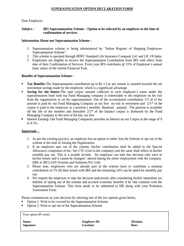 11 Superannuation Form | PDF | Pension | Taxation