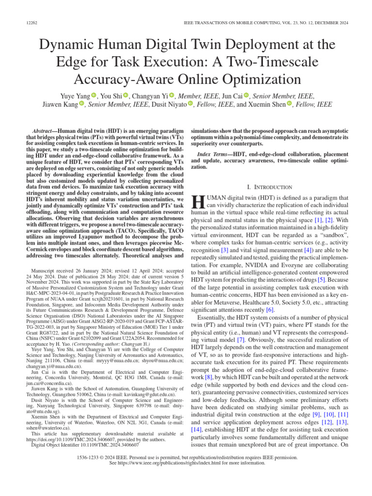 Dynamic Human Digital Twin Deployment at The Edge For Task Execution A ...