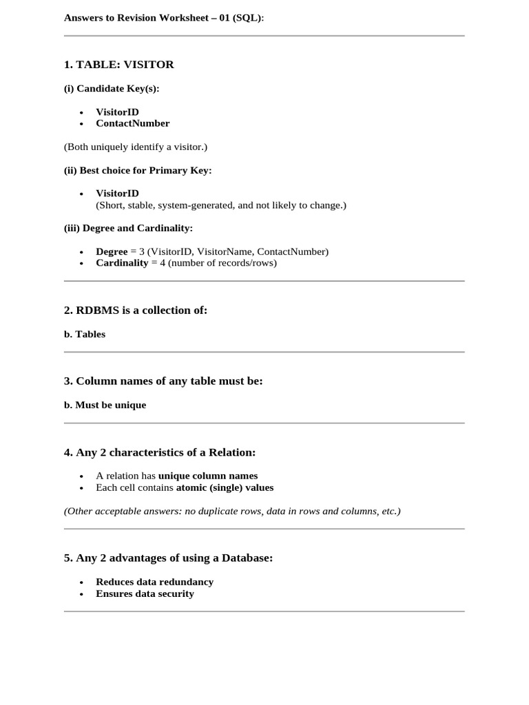 Answerkey For Sql1 and Sql2 | PDF | Programming Paradigms | Information ...