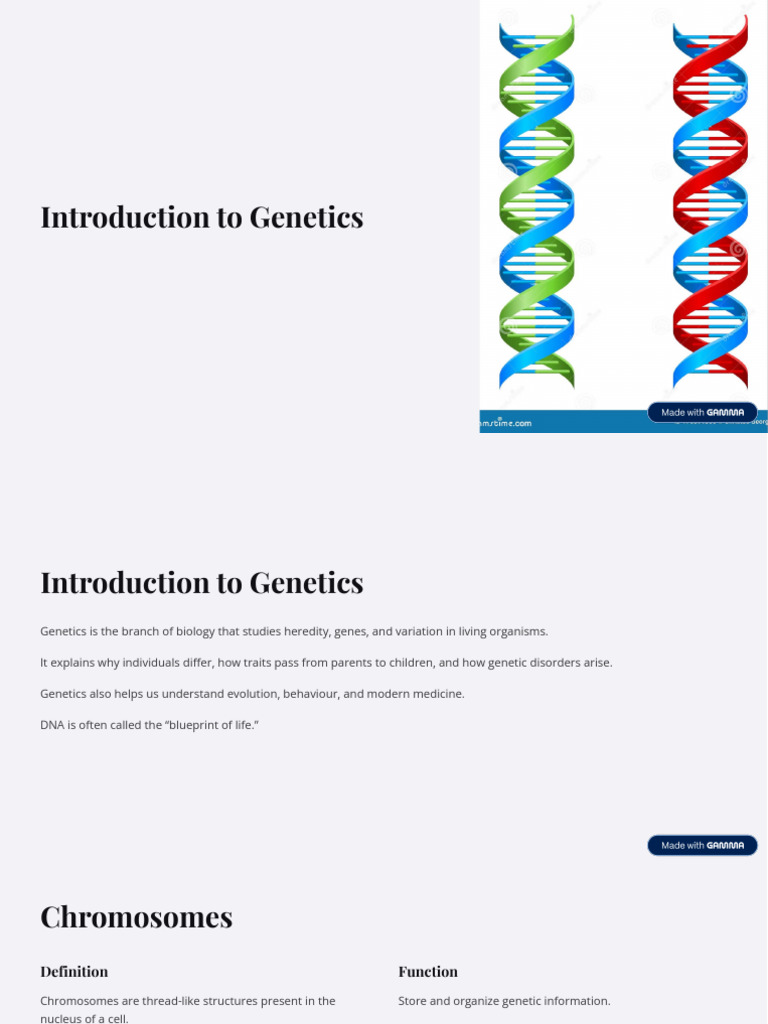 Introduction To Genetics | PDF | Dominance (Genetics) | Gene