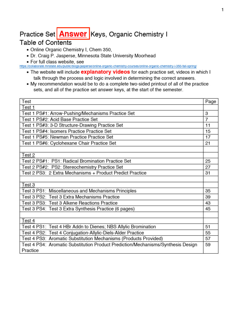 Practice Sets Answers All Organic Chemistry 1 | PDF | Conformational ...