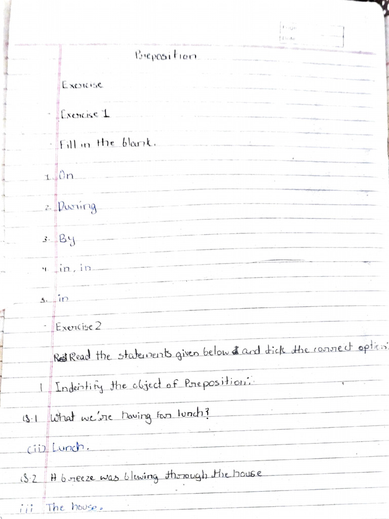 Preposition Exercise | PDF