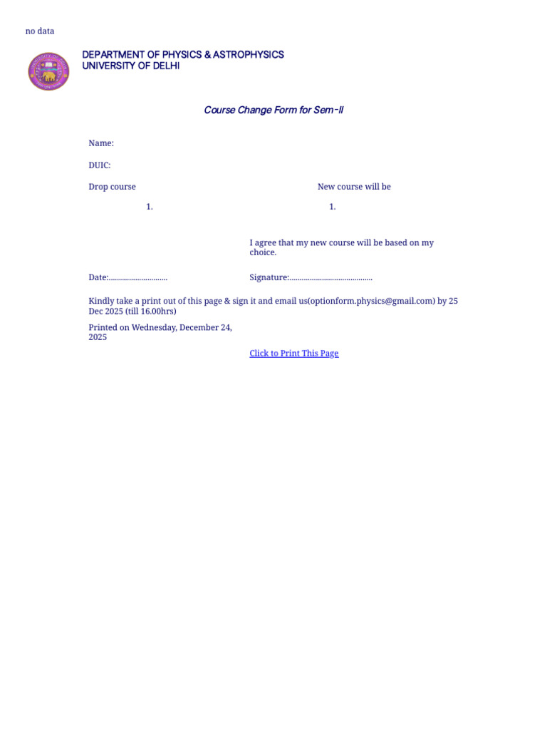 Request For Change in Course | PDF