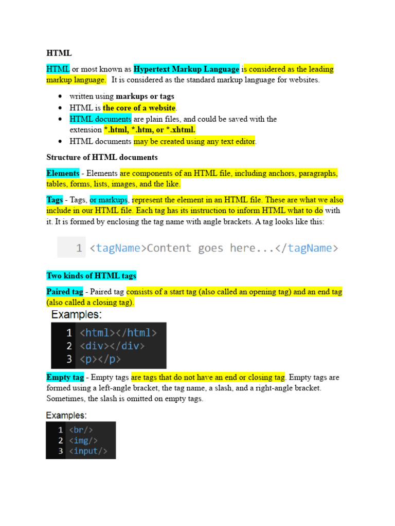 IT 225 Midterms Reviewer | PDF | Html Element | Html
