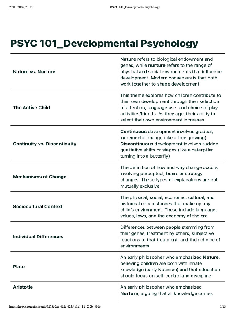 PSYC 101 - Developmental Psychology | PDF | Genotype | Allele