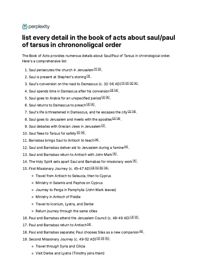 Chronology of Paul & Epistles in The Book of Acts | PDF | Paul The ...