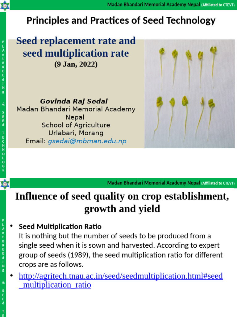Unit 2 Seed Multiplication Rate | PDF | Plant Breeding | Seed