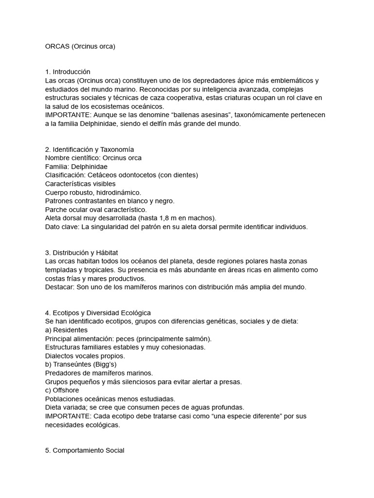ORCAS (Orcinus Orca) | PDF | Mamíferos marinos | Zoología