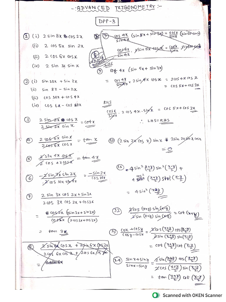 Advanced Trigonometry Dpp-03 Solutions | PDF
