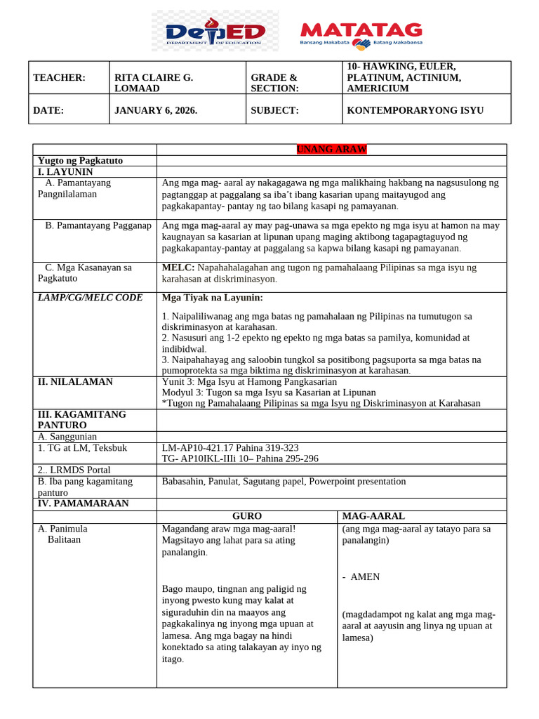 RCL DLP 3rdquarter | PDF