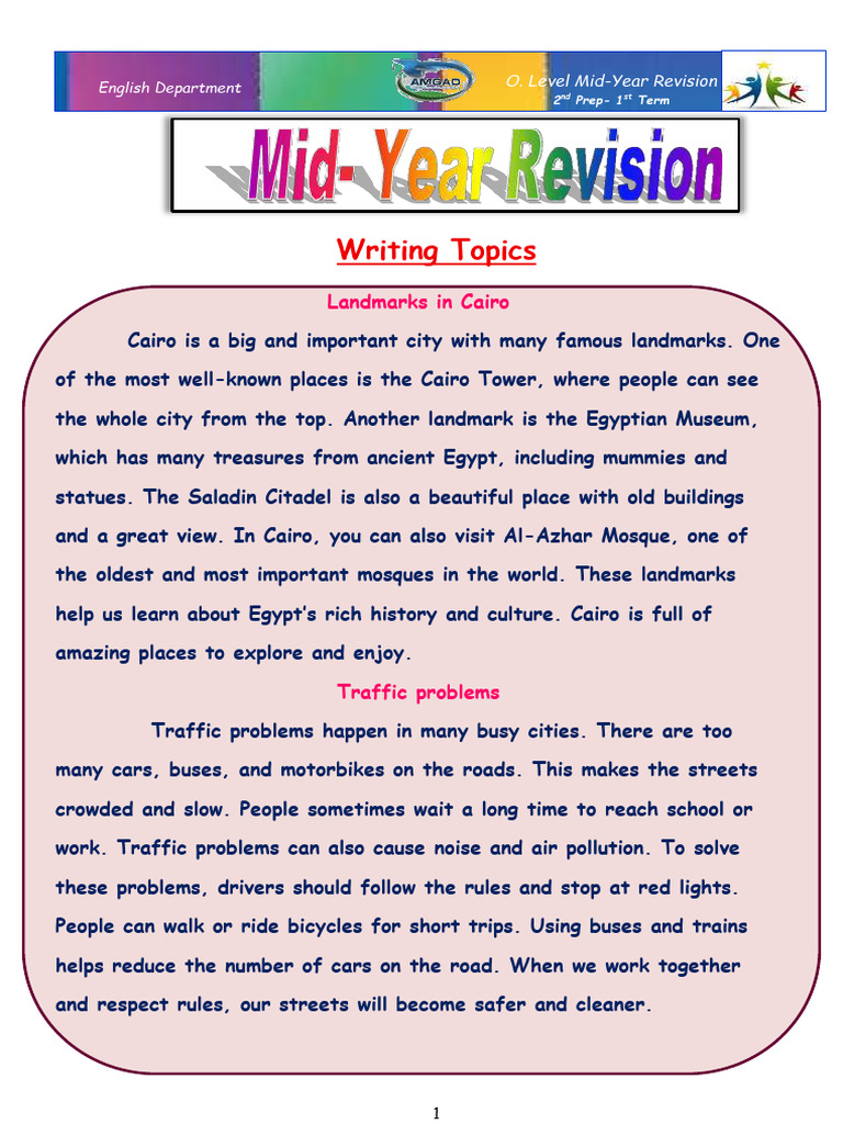 Prep.2 O.level Mid-Year Revision Answers | PDF | Cairo