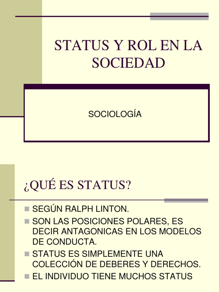Status y Rol en la Sociedad | PDF