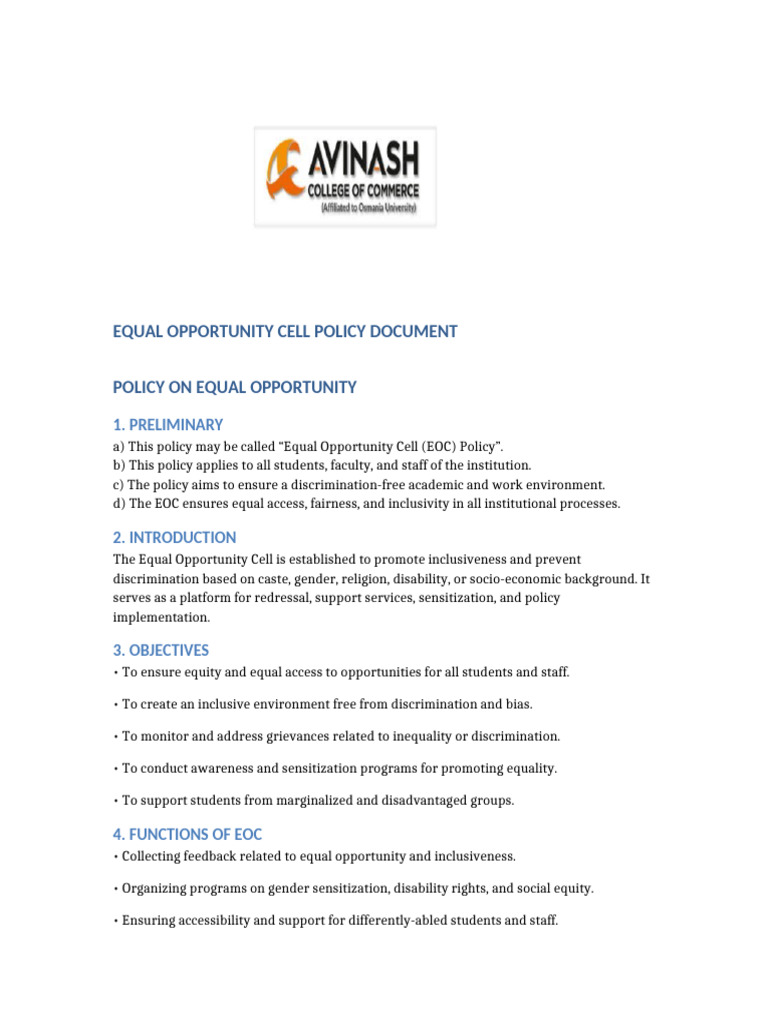 Eoc Policy Document | PDF