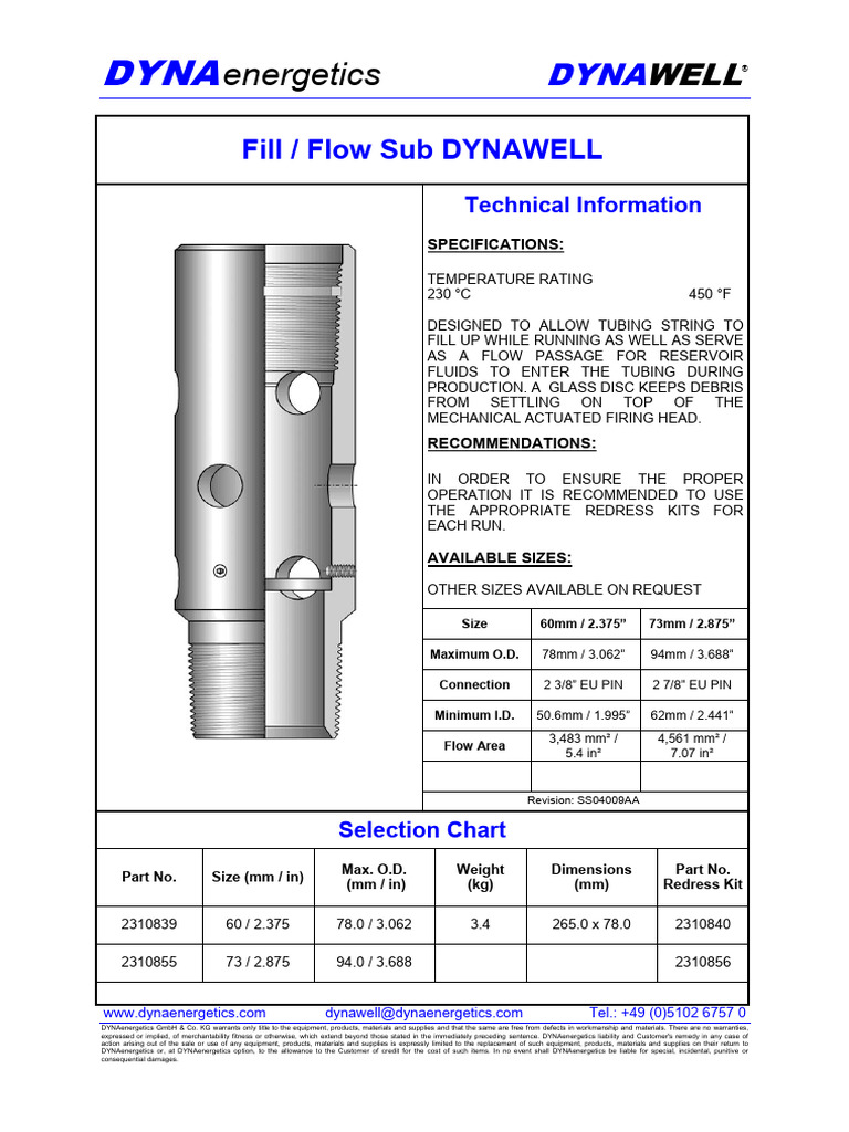 TCP Equipment Fill Flow Sub | PDF