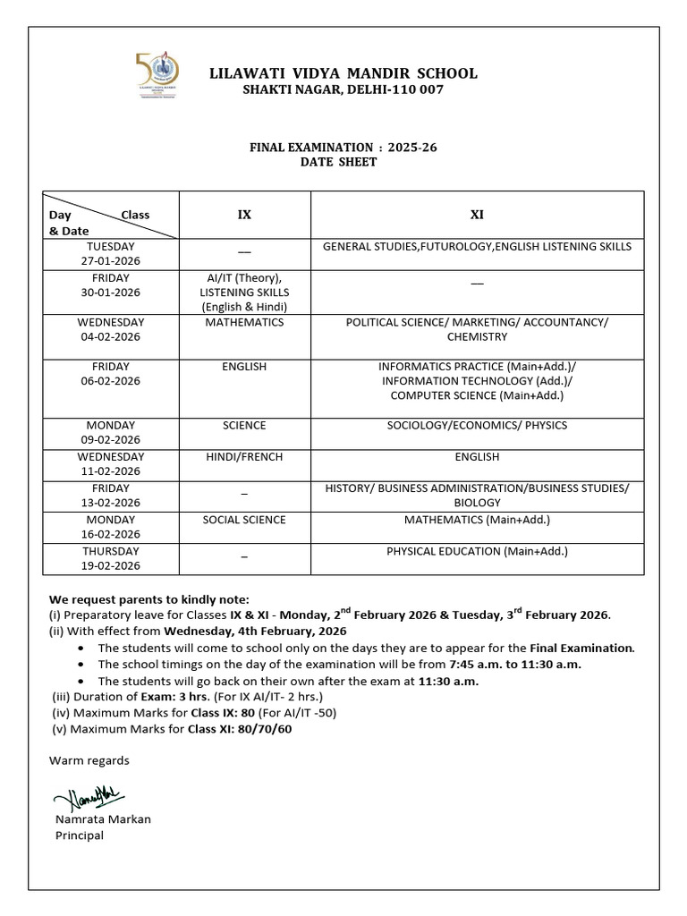 Final Examination Class-IX, XI | PDF