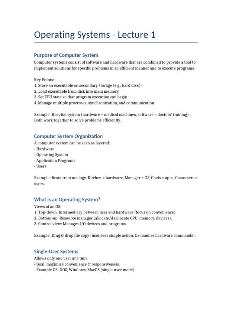 Operating Systems Lecture1 | PDF | Operating System | Computer Data Storage