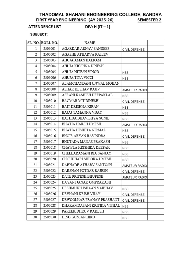 First Year Engineering (Ay 2025-26) Semester 2 | PDF