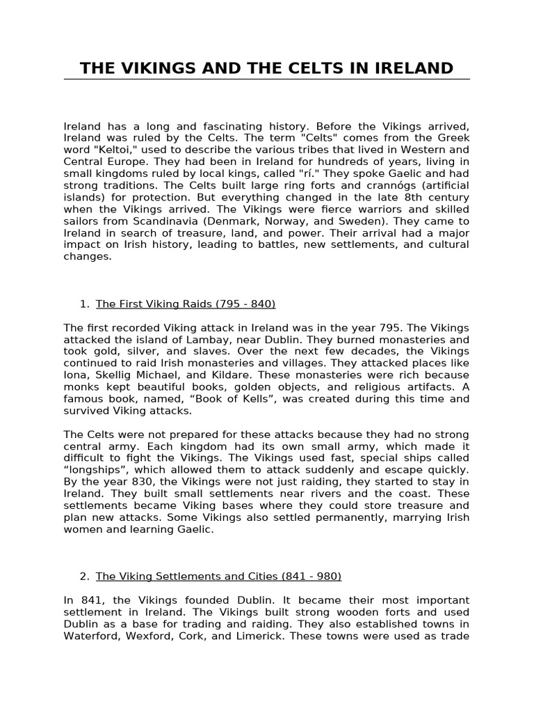 The Vikings and The Celts in Ireland | PDF | Norsemen | Viking Age