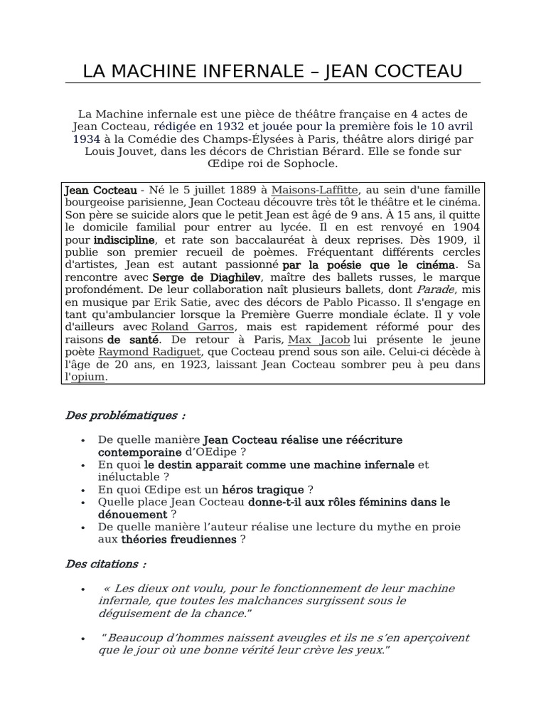 La Machine Infernale - Jean Cocteau | PDF