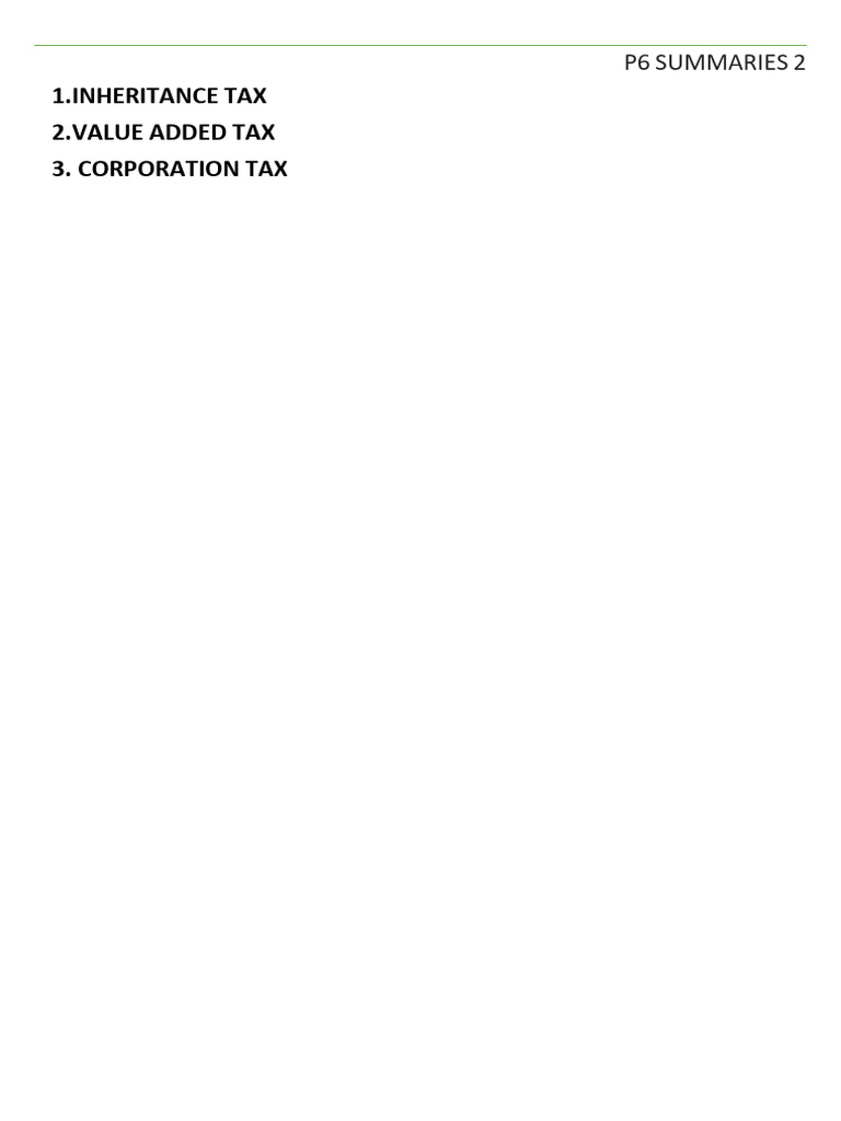 p6 Summaries 2 | PDF | Value Added Tax | Taxes