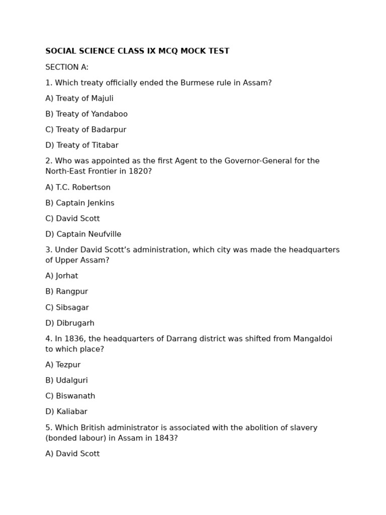 Social Science Mock Test | PDF