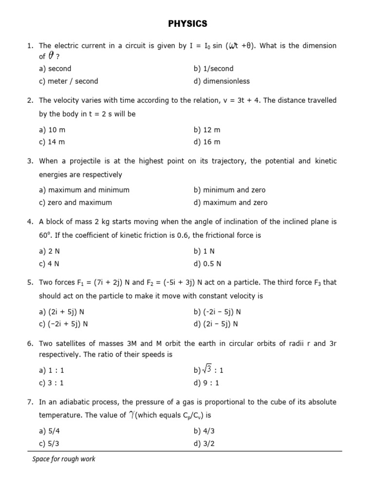 Physics: Space For Rough Work | PDF | Light | Inductor