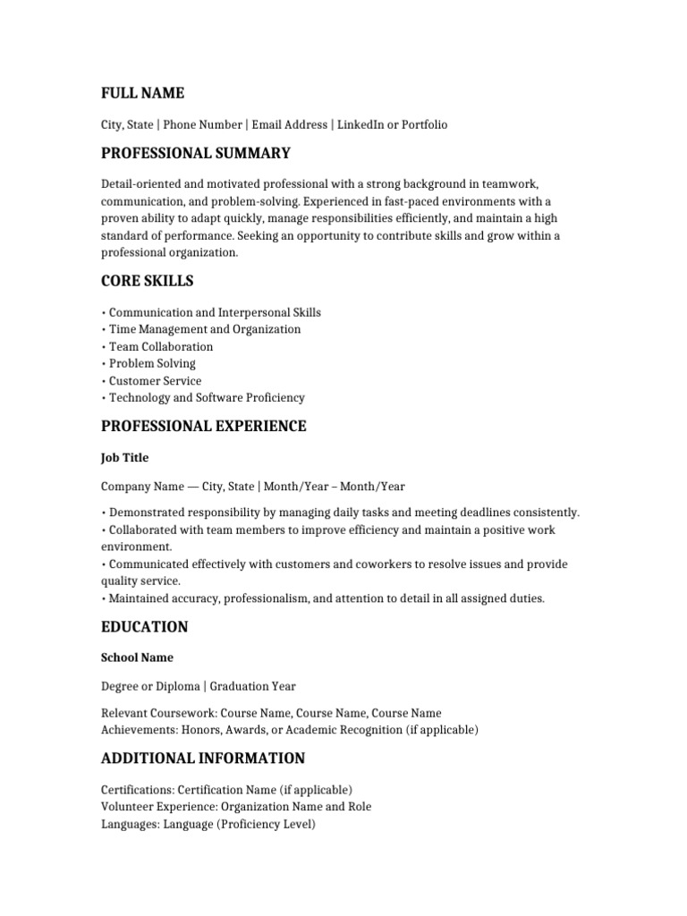 Professional Resume Template | PDF