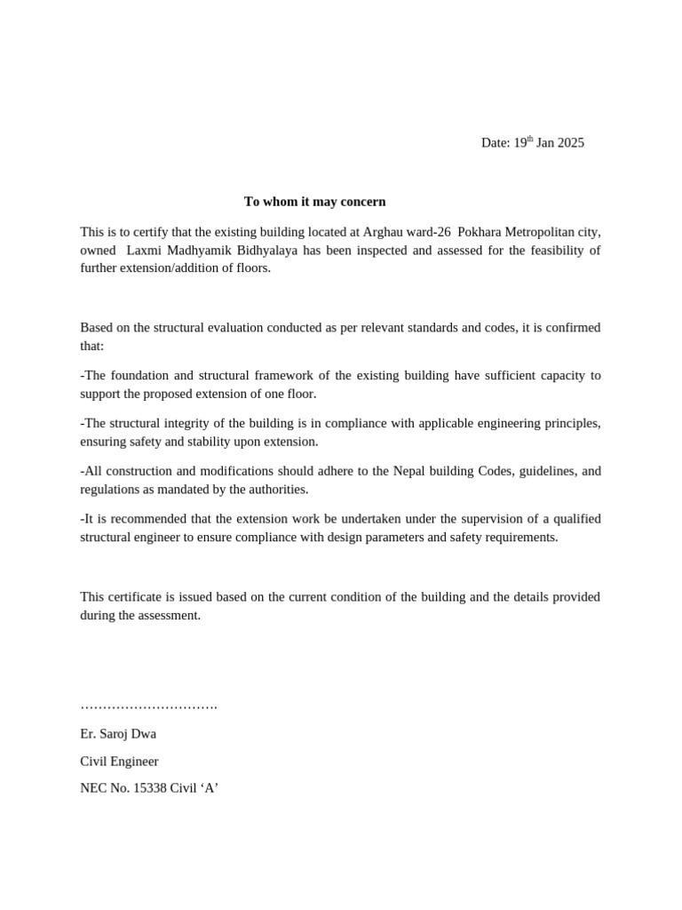 Certificate of Building | PDF