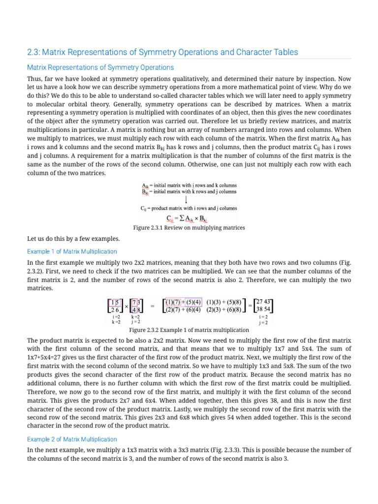 Matrix Representations of Symmetry Operations | PDF | Matrix ...