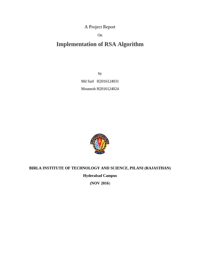 Final Report RSA | PDF | Cryptography | Key (Cryptography)