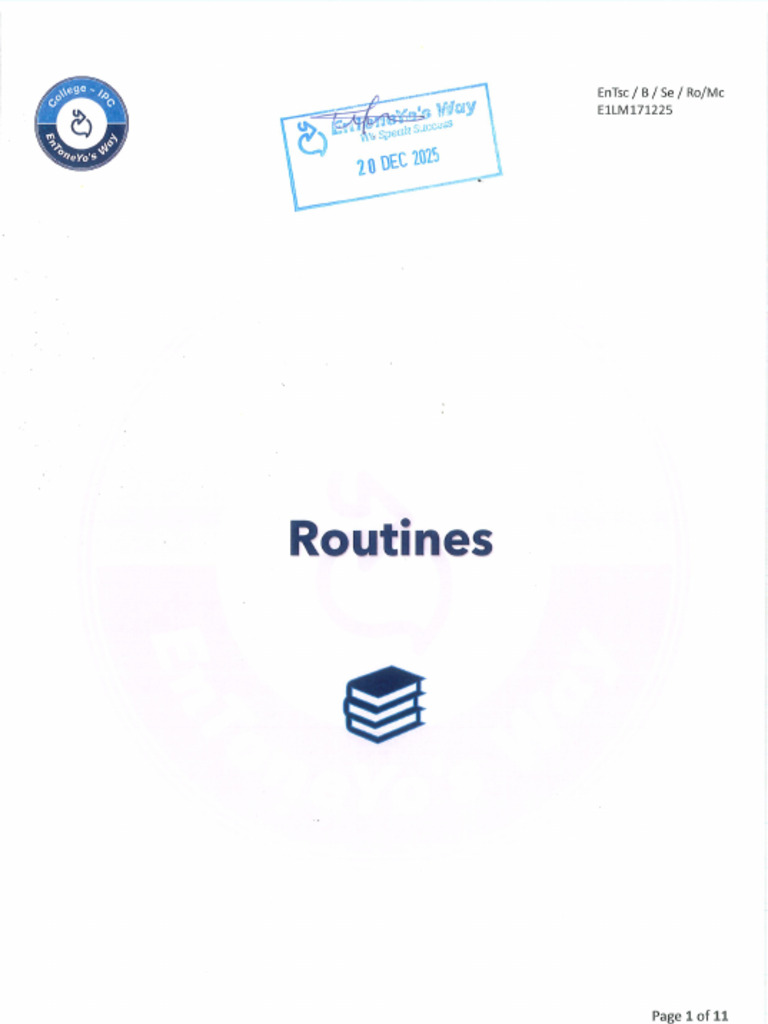 Routines (B) | PDF