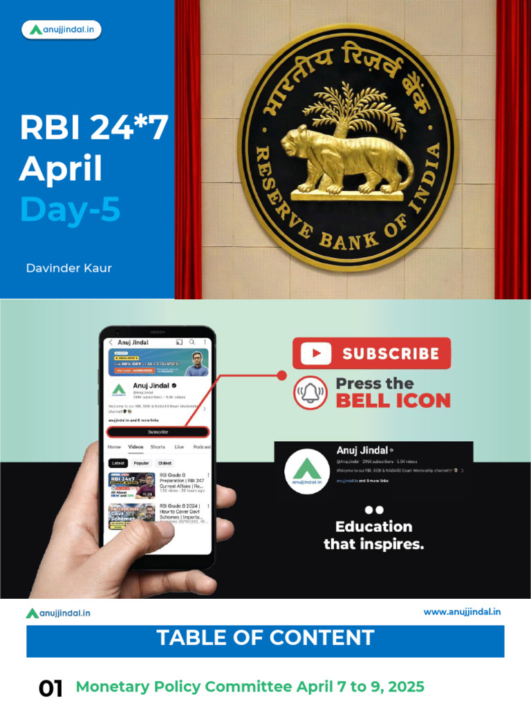 RBI 247 April 2025 Day 5 | PDF | Inflation | Reserve Bank Of India
