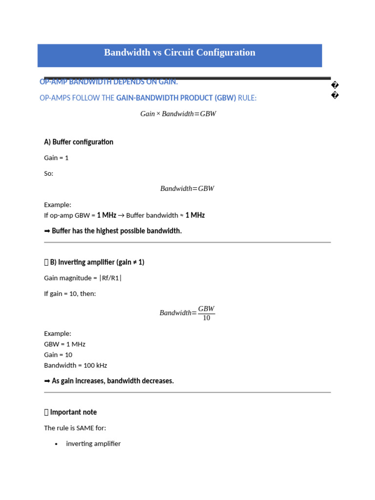 Bandwidth Vs Circuit Configuration | PDF