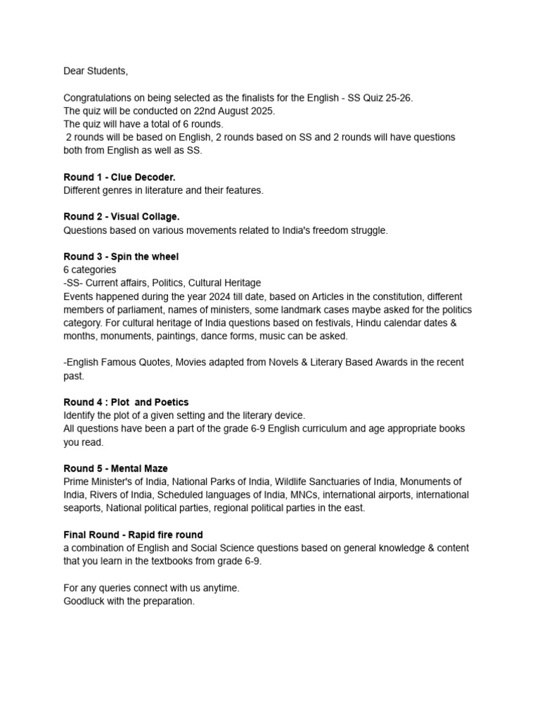 English and SS Quiz 2 | PDF