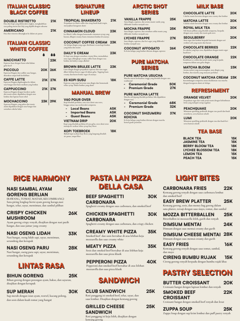 Menu Easy Brew 2025 | PDF