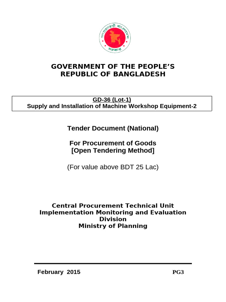 Tender Document (PG 3) GD-36 Lot-1 | PDF | Specification (Technical ...